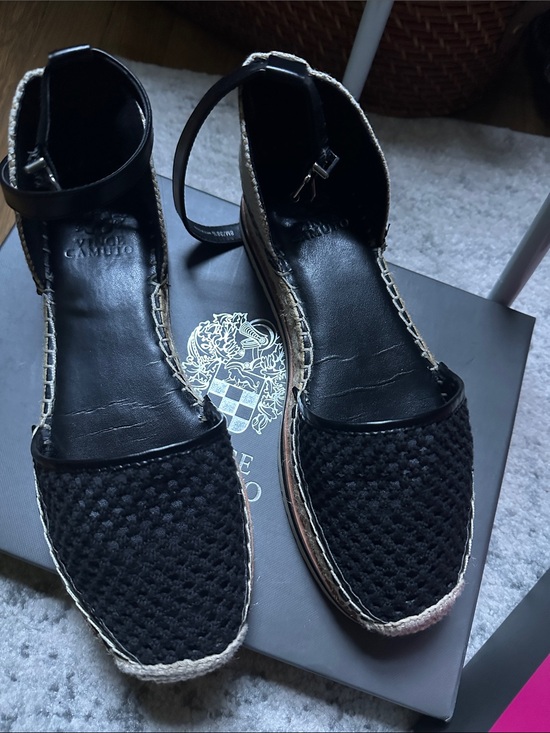 Vince Camuto Shoes - Black Espadrille Ankle-Strap Flats